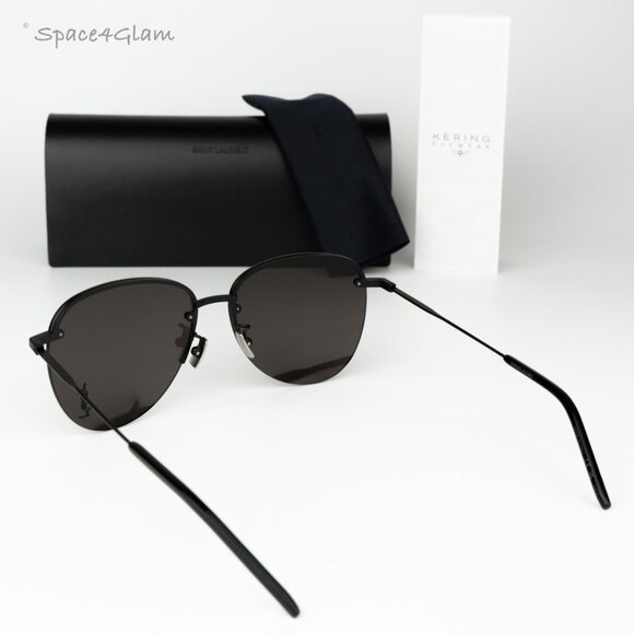 Saint Laurent Men Sunglasses Black Aviator SL328/KM 001 BRAND NEW - Picture 1 of 11